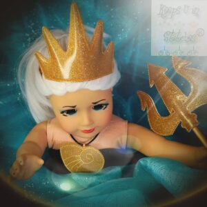 KUiS~Exclusive~Ltd. Ed. Doll Collector's Costume Crown & Accessory Line: 18 inch Doll SiZE Custom The Little Mermaid Inspired URSULa CRoWN-TRiDENT-CoNCH Shell NECKLaCE SeT!