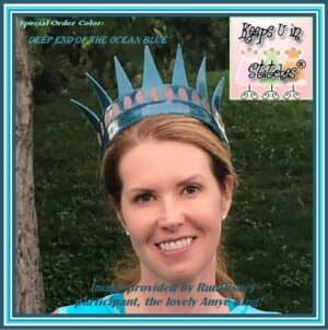 The STATUE OF LIBERTY Inspired Crown Teen/Adult Sized Deep End of the Ocean Colored Smooth Glitter Vinyl Sparkly Tiara Headband-Photo Prop-4th of July