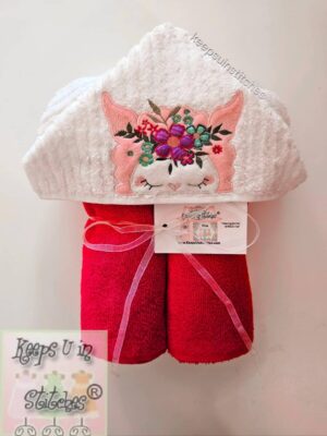 Floral Sleeping Wooded Llama Embroidered "PeTiTe" HOODED TOWEL for Newborns thru Age 4! - Personalized Free - Bath-Pool-Beach