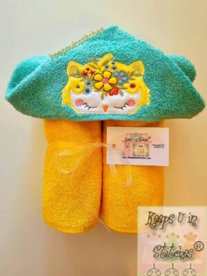 Floral Sleeping Wooded Owl Embroidered "PeTiTe" HOODED TOWEL for Newborns thru Age 4! - Personalized Free - Bath-Pool-Beach