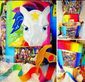 Keeps U in Stitches® - OOAK - Merc Crossbody Mini 80's Rainbow Themed Bag with LOTS of Pockets!